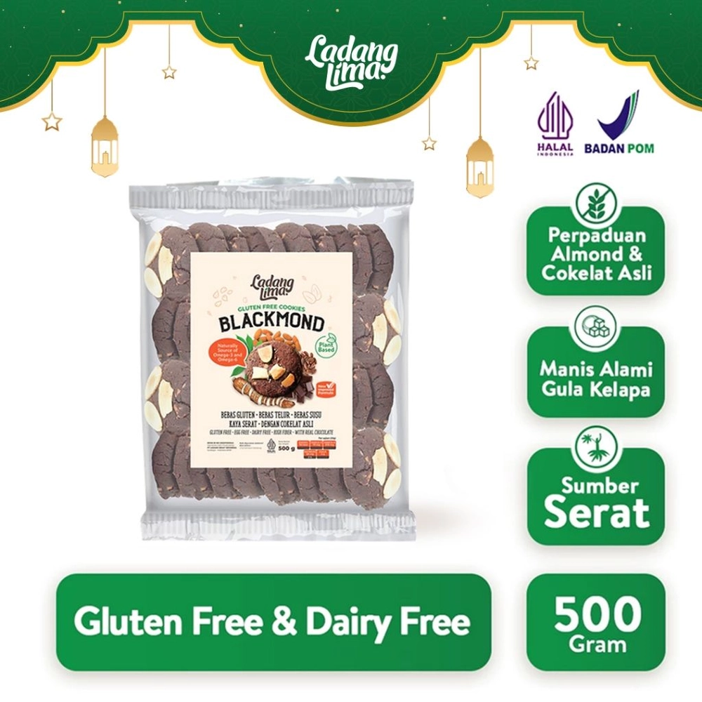 Blackmond 500gr - Cookies Snack Cokelat Almond Gluten Free With Protein Ladang Lima