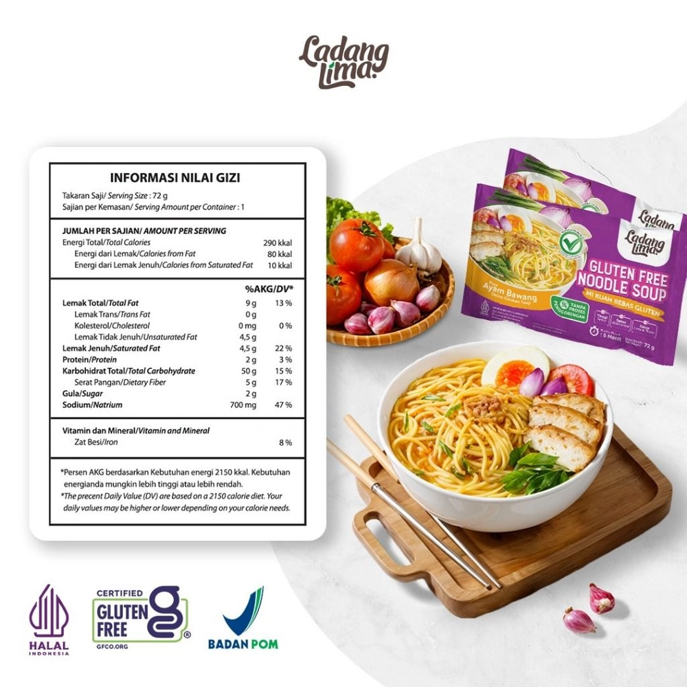 2 Pcs Mie Gluten Free Ladang Lima - Rasa Ayam Bawang