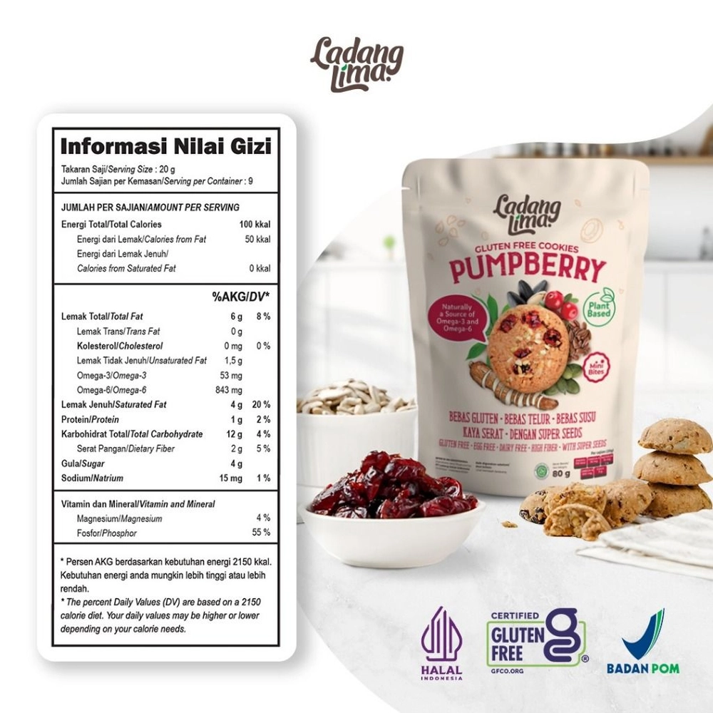 Ladang Lima - Pumpberry Cookies 180g | Healthy Cookies With Protein