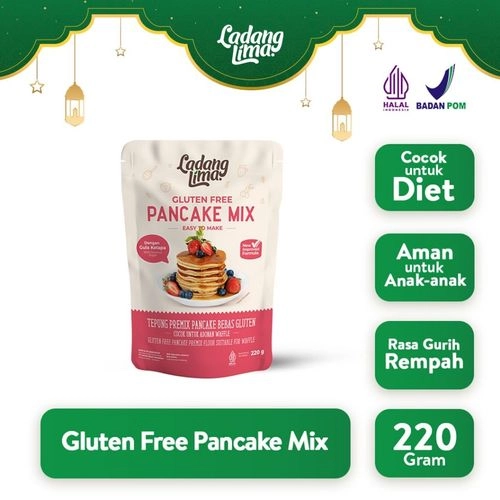 Pancake Mix 220g Ladang Lima - Tepung Pancake Waffle Instant Gluten Free New Formula